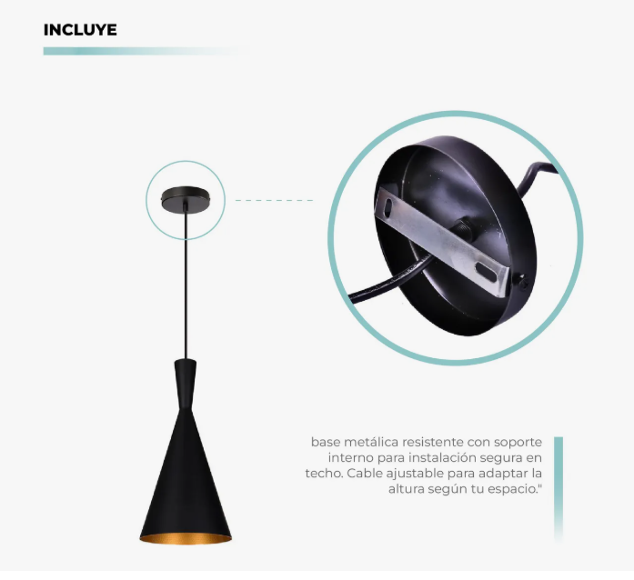 Miniatura 3 de Lampara Colgante De Techo Vintage Cónico